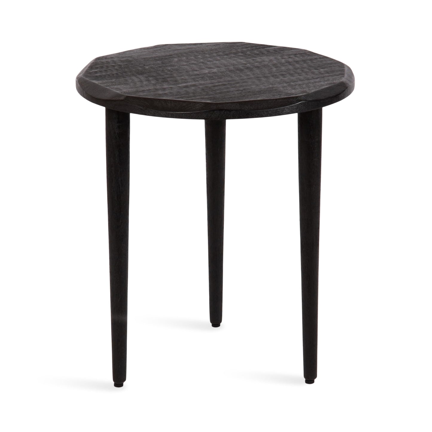 Kate and Laurel Tavares Modern Wooden Round Side Table, 18 x 18 x 20, Black, Solid Wood Accent End Table with Textured Top and Faceted Edge for Use as Indoor Plant Stand or Living Room Decor Piece