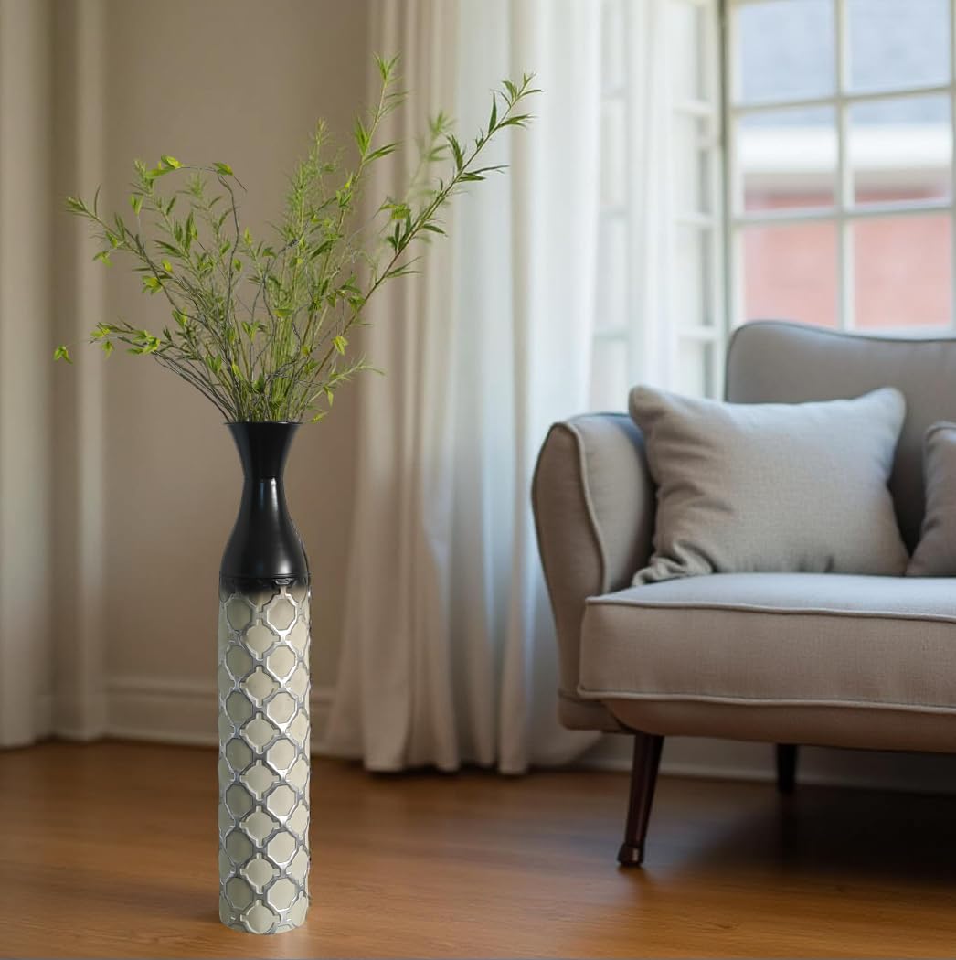 Hosley Metal Brown Tones Moroccan Embossed Floor Vase 28.5 Inch High. Great Vase for Dried Floral Arrangements Craft Projects Ideal Gift for Wedding Special Occasion Home Office