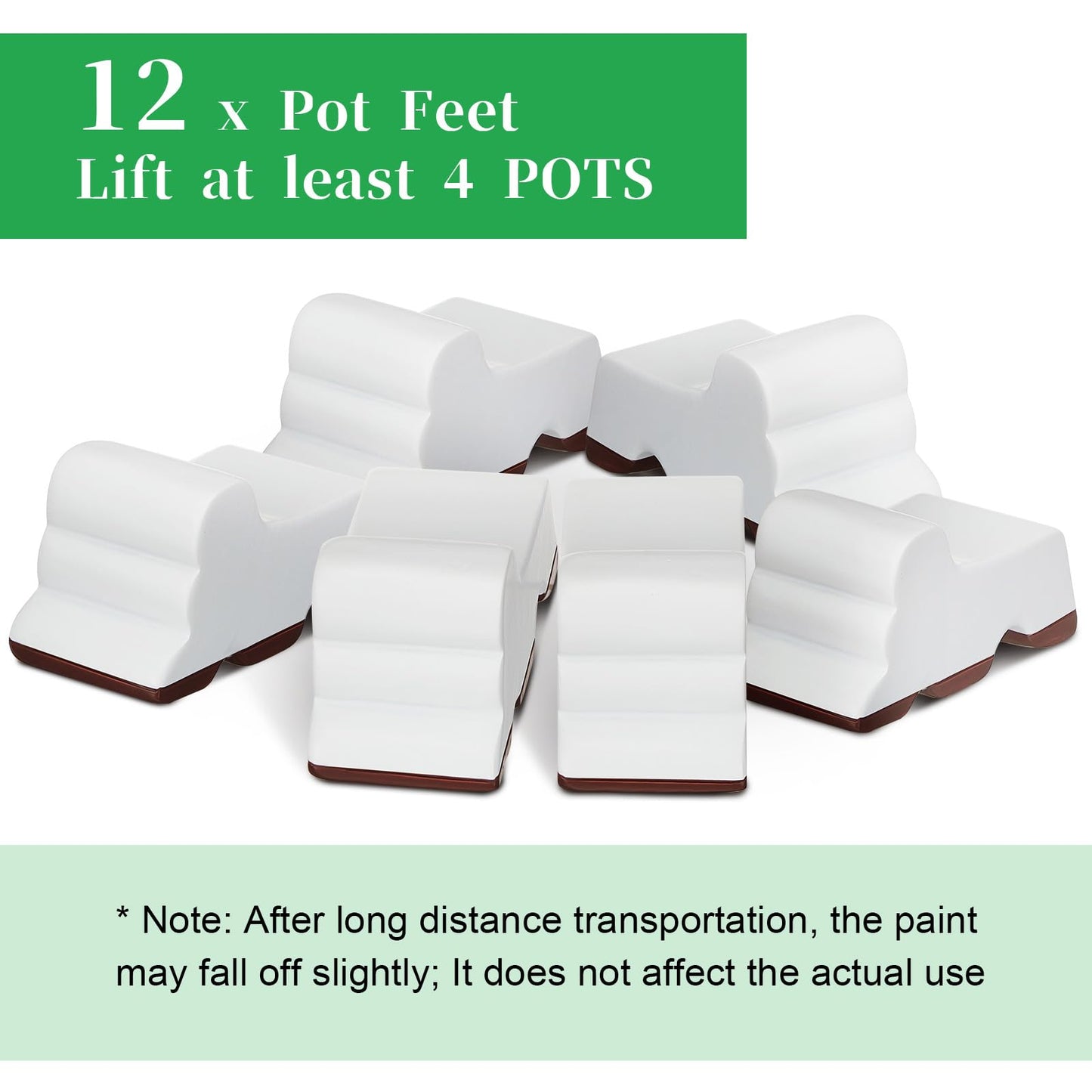 Kigeli 12 Pcs Resin Pot Feet for Outdoor Planters 3 Inch Long 1.5 Inch Tall Flower Handmade Elevator Plant Feet Frost Proof Lifter for 14-20 in Pot(White)