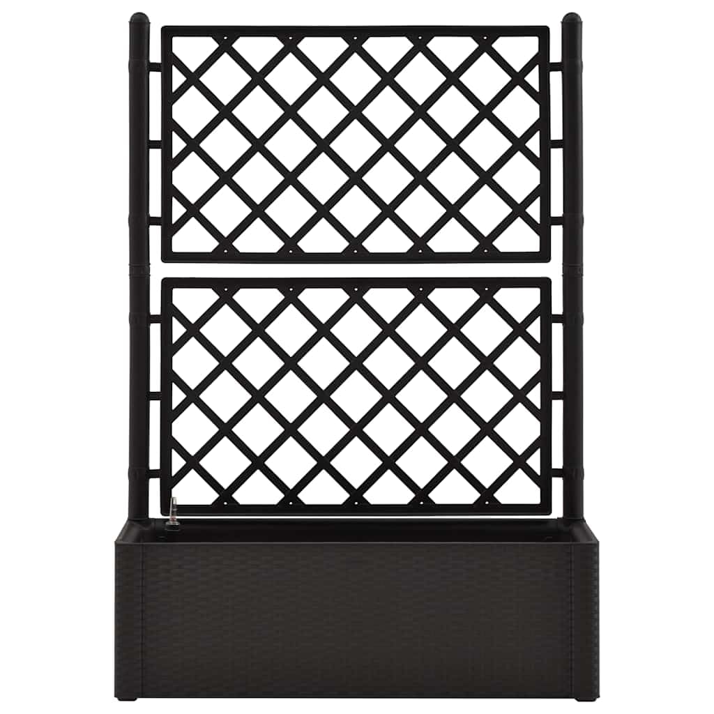 Yamxder 39.4x16.9x55.9 in Anthracite Plastic Raised Garden Bed with Trellis, Self-Watering Planter for Climbing Plants, Large Outdoor Planter Box for Patio Balcony