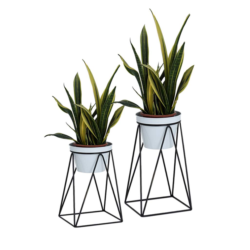 KAJIAO Metal Flower Pot Stand Indoor Balcony Decoration Plant Pot Display Shelf Outdoor Anti-Corrosion Iron Art Floor-Stand Support Rack(White,L)