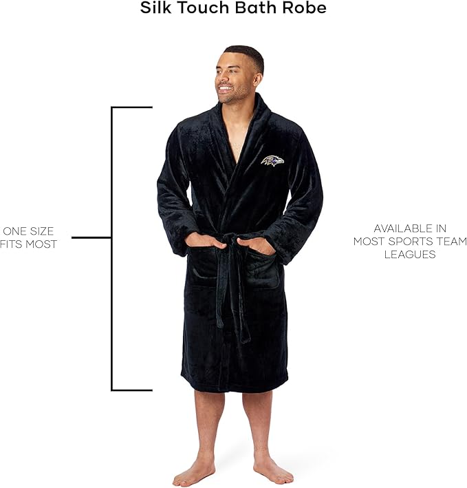 NFL Adult Unisex Silk Touch Bathrobe, Officially Licensed Loungewear, Soft Plush Polyester