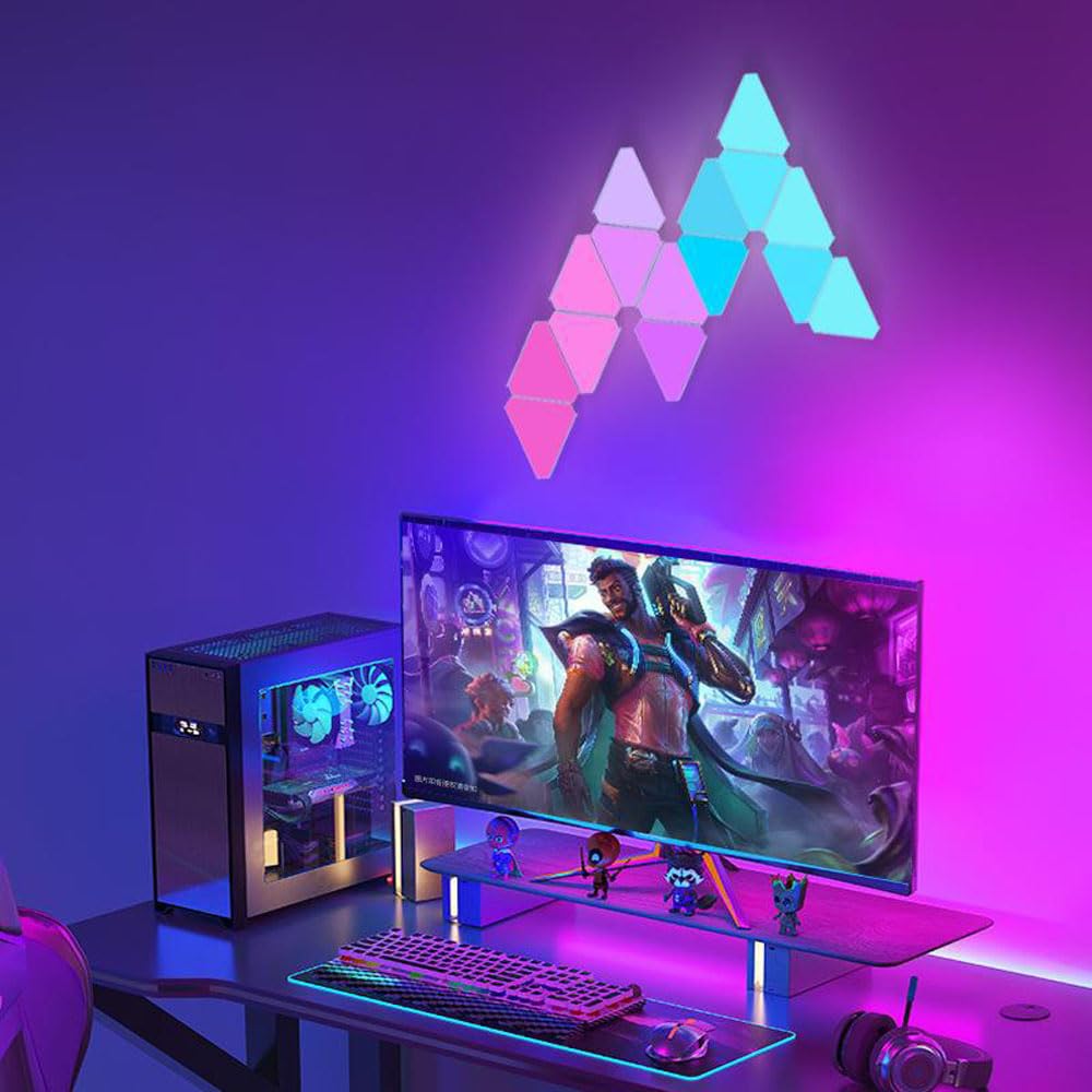 fbkapelk WiFi Bluetooth 5V USB Triangle Lamps Quantum Atmosphere LED Night Light for Game Bedroom Decoration Creative Decorat Wall Lamps (10 PCS Bluetooth)