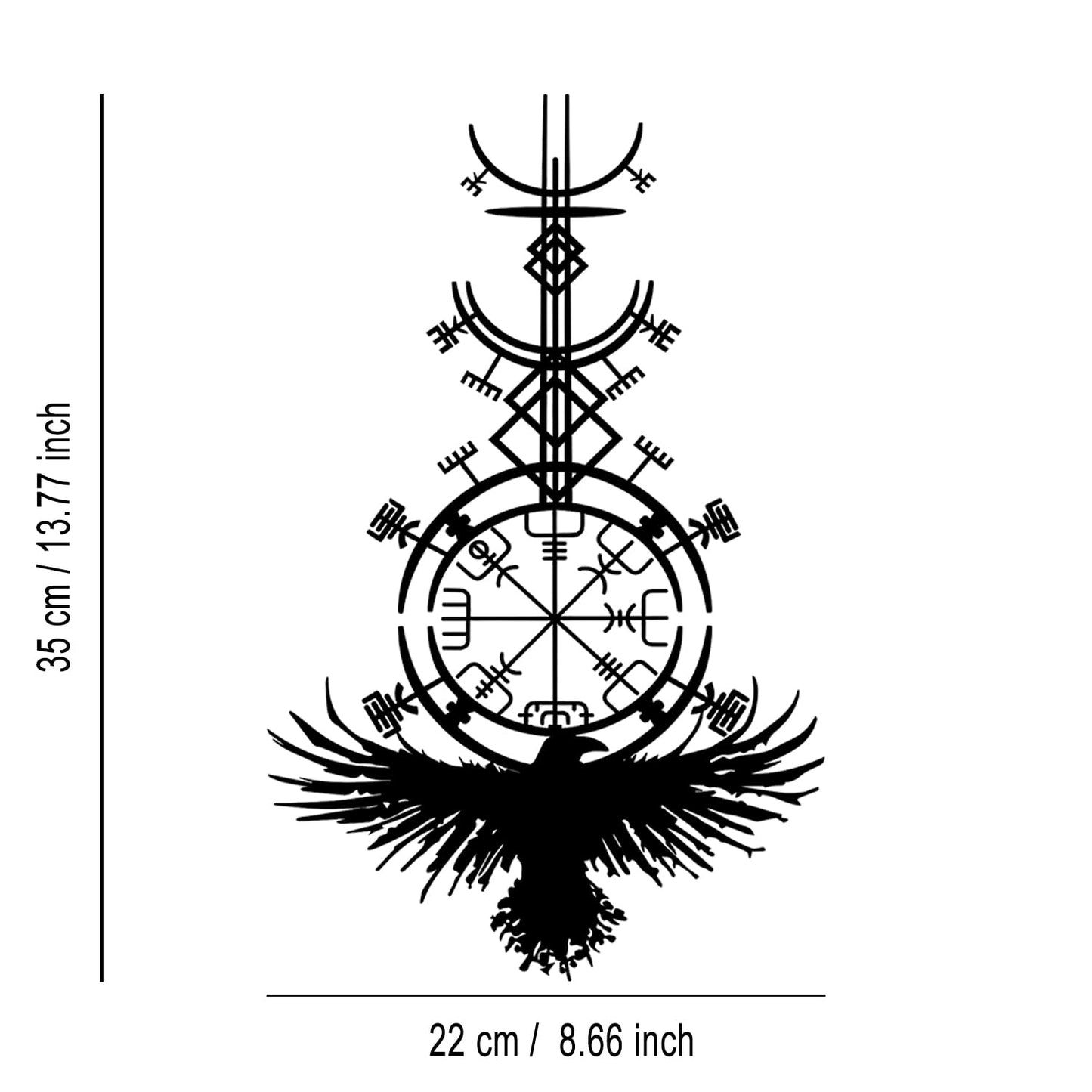 LIYOUYA Gothic Raven Viking Metal Wall Decor - Nordic Style Room Decor Black Wall Art Home Decor for Living Room, Bedroom, Dining Room (Black)