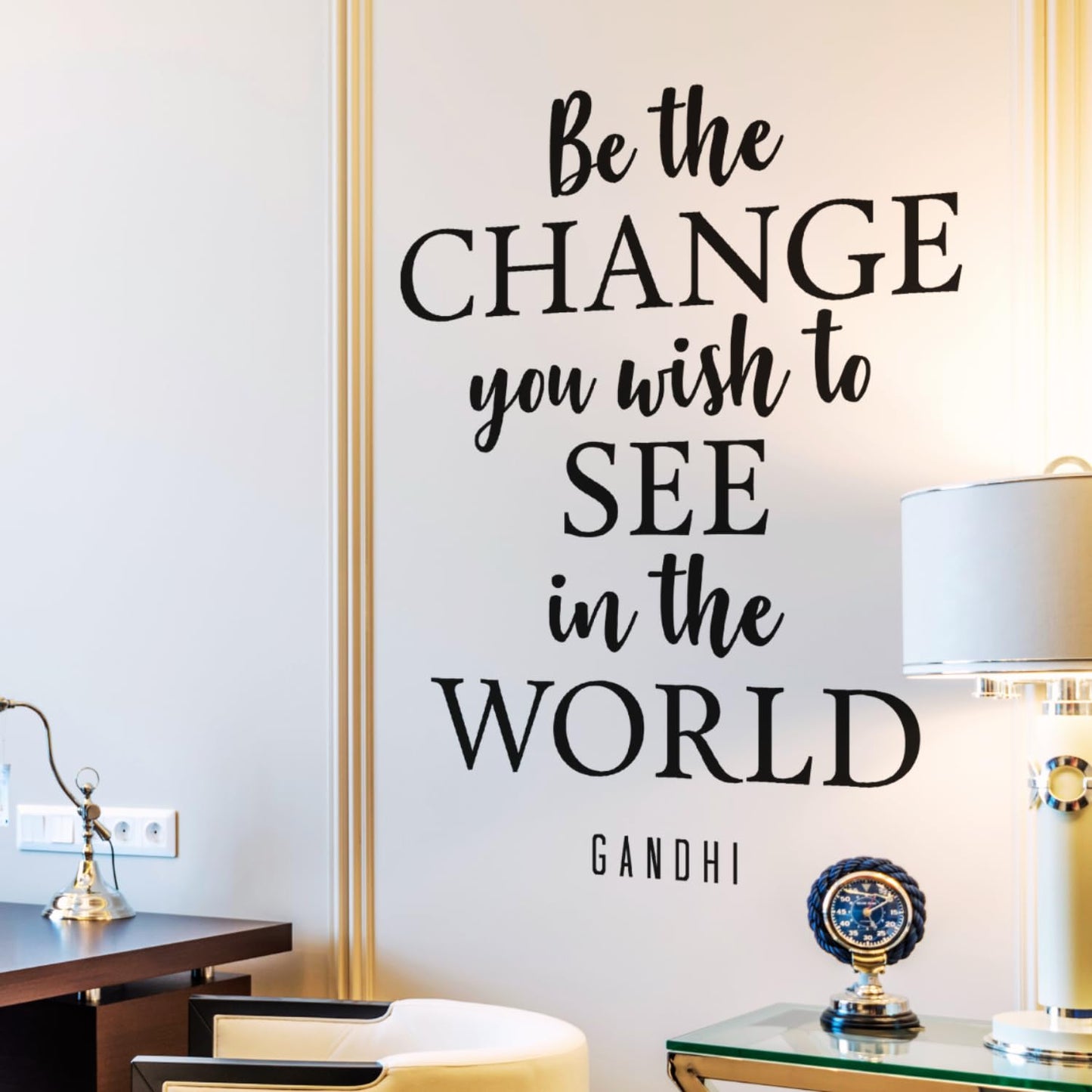 My Vinyl Story - Be The Change You Wish to See in The World Gandhi - Inspirational Wall Decal Sticker Quote Motivational Removable Vinyl Art for Home Classroom Office (Black, 17x24 inches)