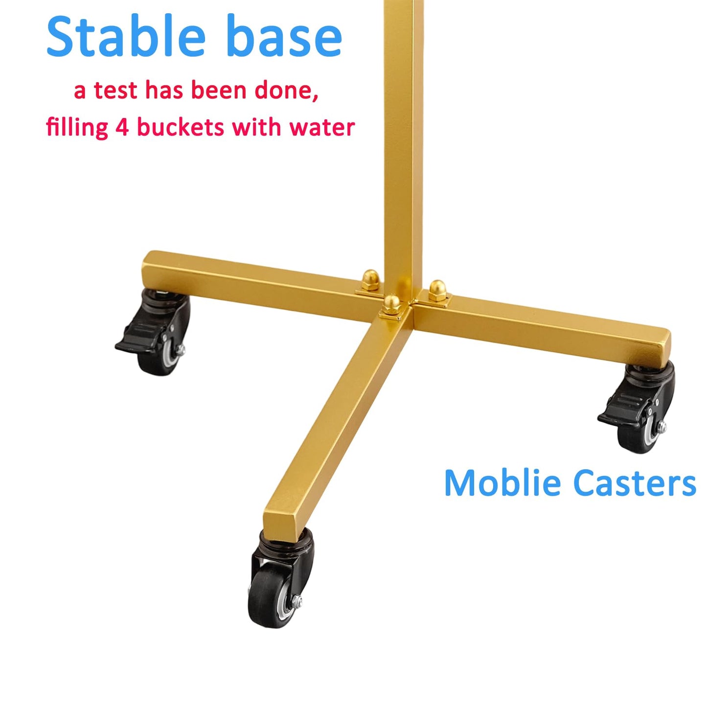 FEFZSFER Flower Display Stand with Buckets - Flower Cart with Wheels for Bouquet Shop, Metal Flower Rack Display Stand for Wedding Garden, Party, Events (Gold, Square buckets)