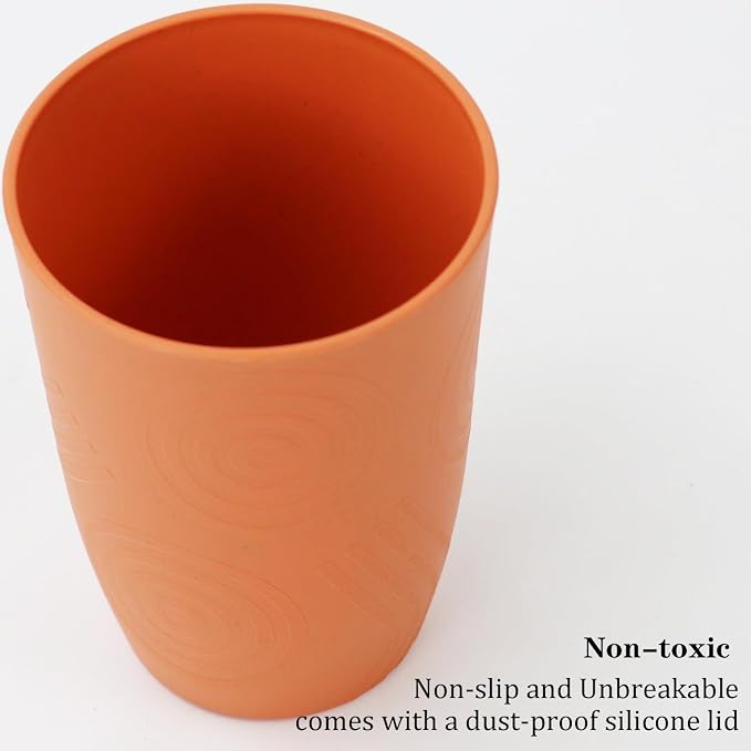 PYRMONT Wheat Straw Cups 16 Oz Alternative Plastic Cups Set of 6 With Lid Unbreakable Water Cups for Kitchen Dishwasher & Microwave Safe Drinking Cups for New Home,Apartment-Colorful