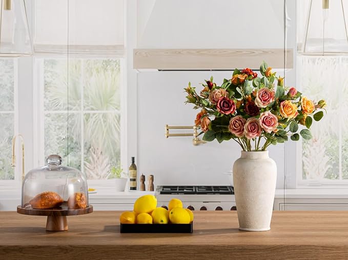 Ceramic Flower Vase, Large Flower Vase Tall Rustic Farmhouse Decorative Vase Floral Pottery Vases for Home Decor Table Living Room Entryway Mantel Bedroom Bathroom Kitchen - 11" W