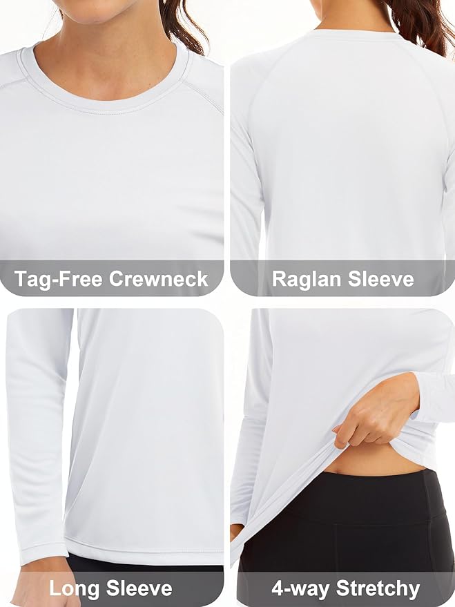 MAGCOMSEN Women's 2 Pack Long Sleeve Shirts UPF 50+ Sun Protection Quick Dry Swim Shirt for Rash Guard Fishing Workout