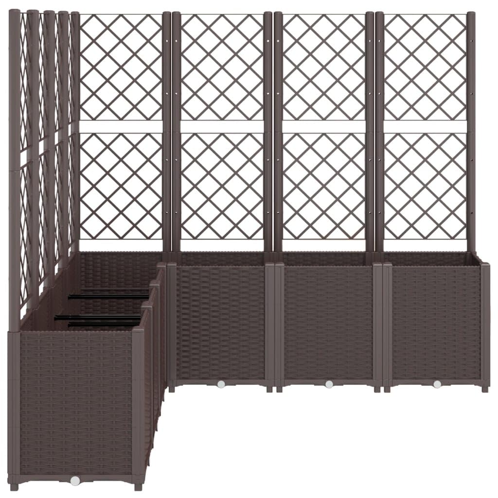FUDUGEHMIOFWFJJ Large Modular Garden Planter with Trellis for Climbing Plants, 63x63x55 Inch UV Resistant Brown Polypropylene Outdoor Raised Bed for Patio, Balcony, Terrace