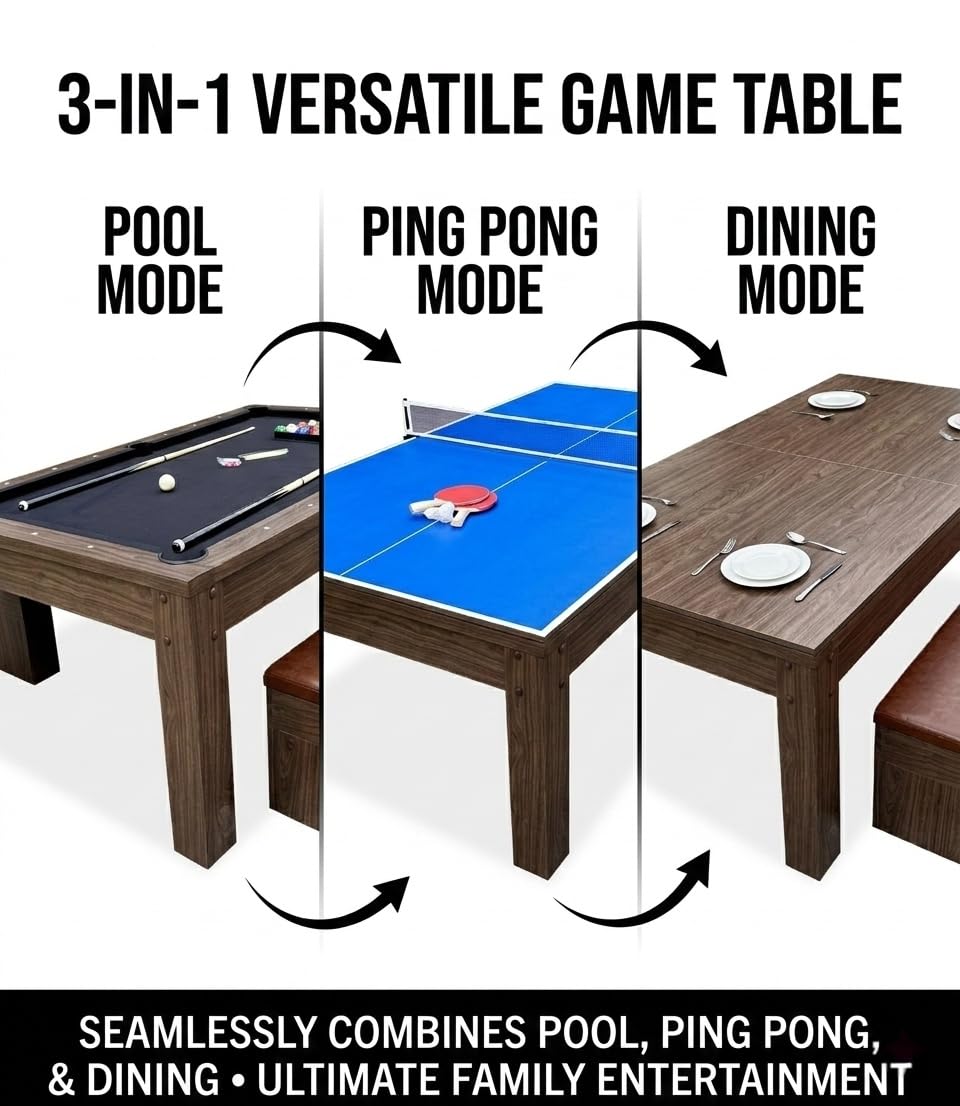 ComeWay 63"x40" Board Game Table with Rotating Cup Holders for 4 Players, Gaming Dining Table with Removable Table Top & Non-Slip Play Mat, Multifunctional Table with for DND/Poker/Mahjong/Card Games