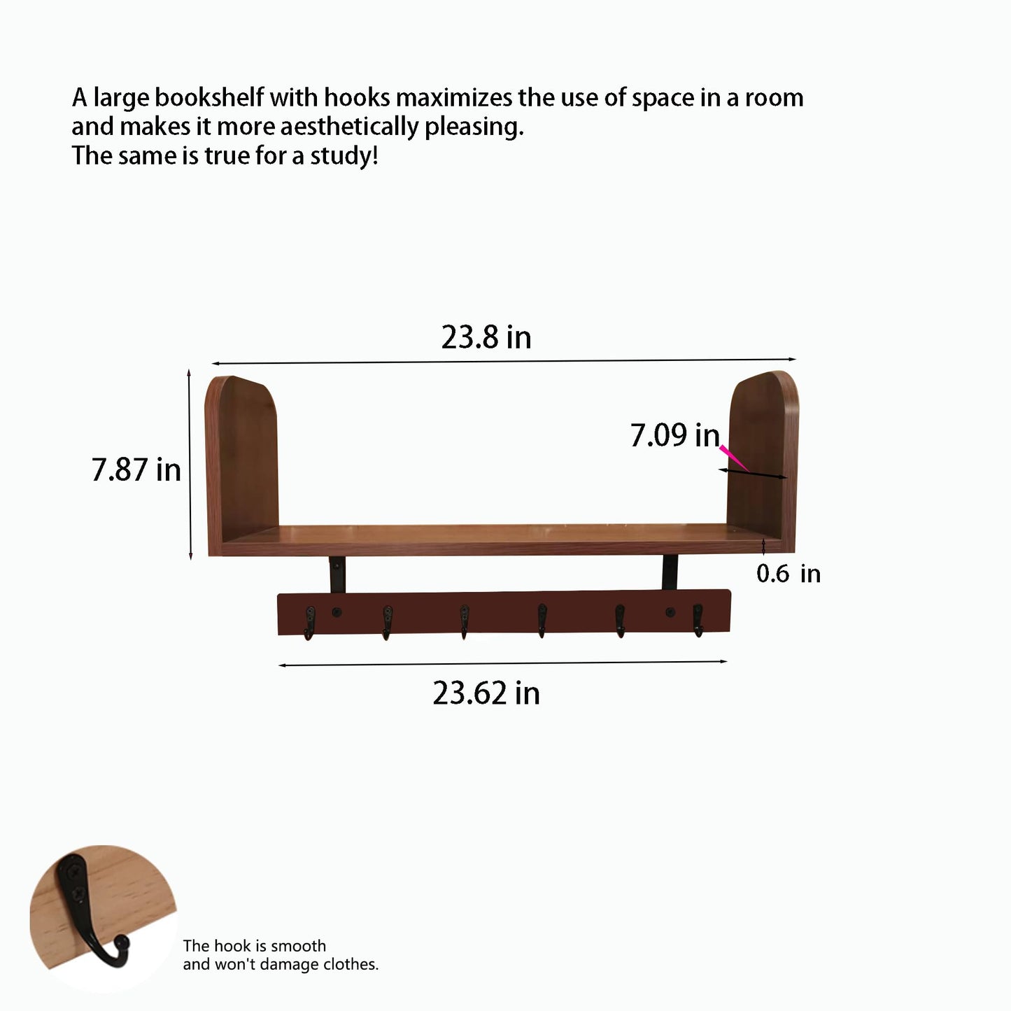 RichArrive Selling at a Loss Promotion,Wooden Shelf with Hooks - Multipurpose Organizer for Kitchen, Books, Kitchen Shelf - Wall Mounted Natural Wood Storage Rack for Home，Floating Book Shelves