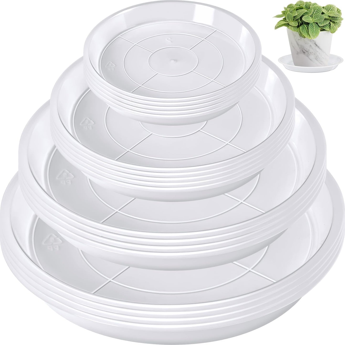 Augshy 18 Pack Plant Suacer 4/6/8/10 Inch Plant Drip Trays for Pots Clear Plant Pot Trays Water-Repellent Plant Saucers for Gardens Balconies and Indoors