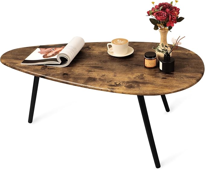 Modern Coffee Table for Living Room Small Mid Century Coffee Tables Rustic Oval Coffee Tables Retro Accent Sofa Center Tables for Living Room Easy Assembly 22" D x 43" W x 18" H