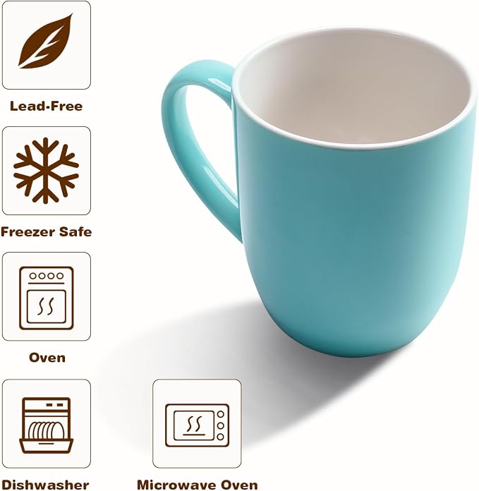 Urbanstrive 16 oz Large Coffee Mug with Handle Tea Cup Novelty Coffee Cup for Men Women Office Work, Blue