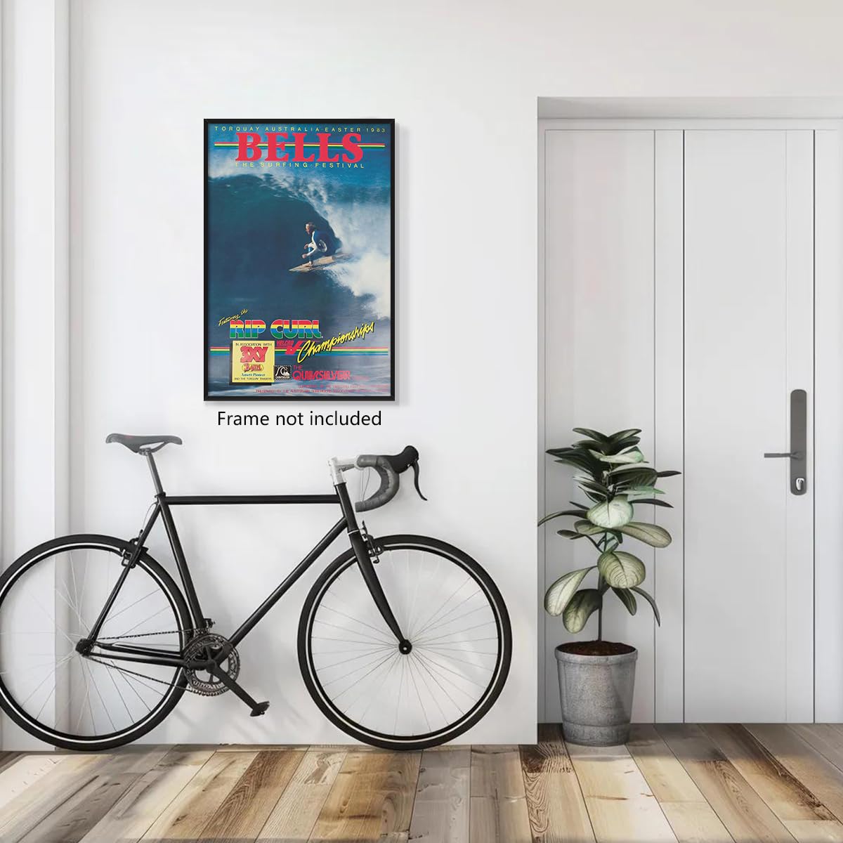 Beachy Surf Up Canvas Wall Art, 1983 Torquay Australia Easter Poster, Rip Curl Bell'S Surfing Competition Print, BELLS Summer Surfer Sports Magazine Cover Painting for Bedroom 8x12in Unframed