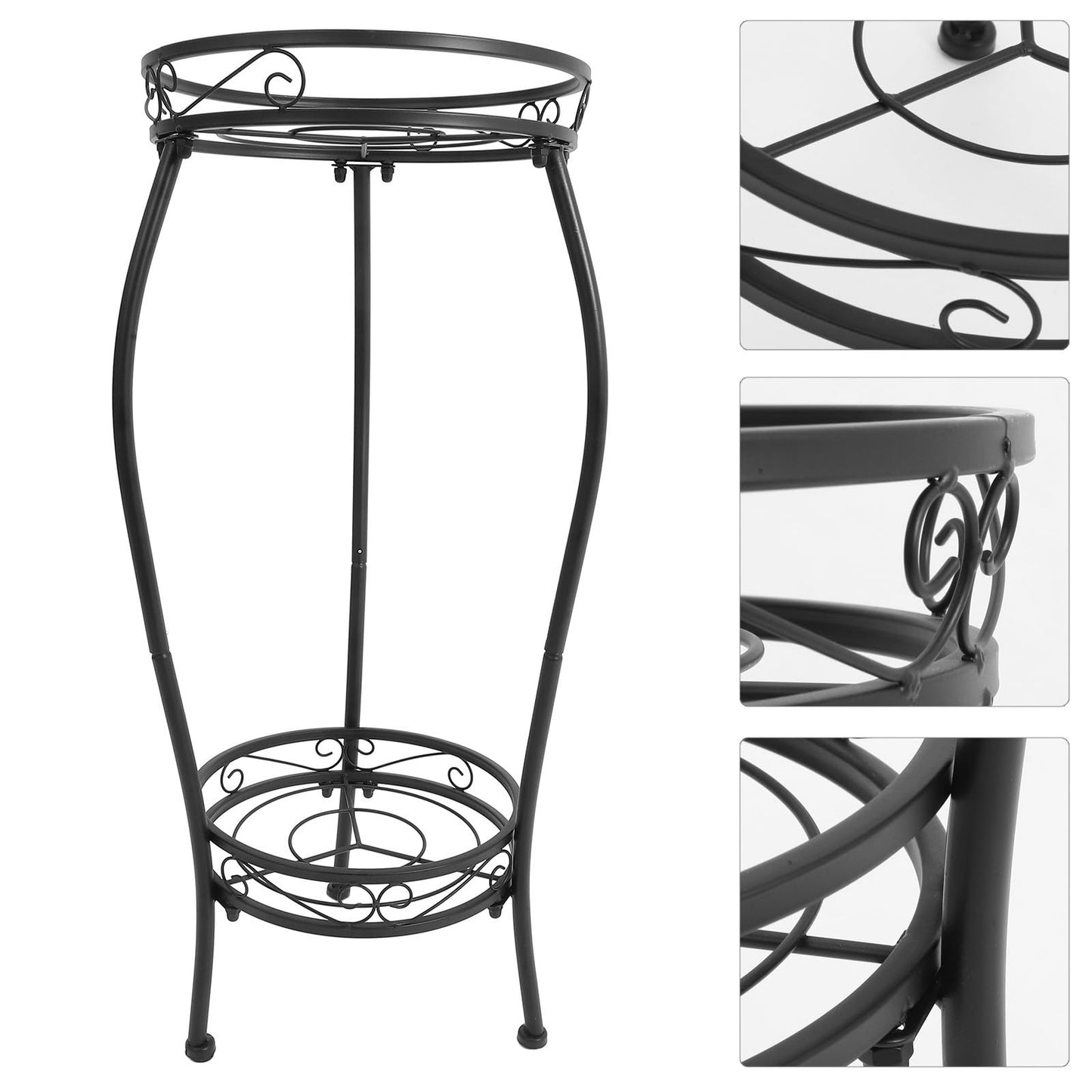 BESTonZON Iron Plant Stand Flower Pot Stool Multi-Layer Rack 30X30X68Cm for Balcony Living Room Corner, Detachable Floor-Standing Holder Suitable for Small and Large Indoor Outdoor Plants