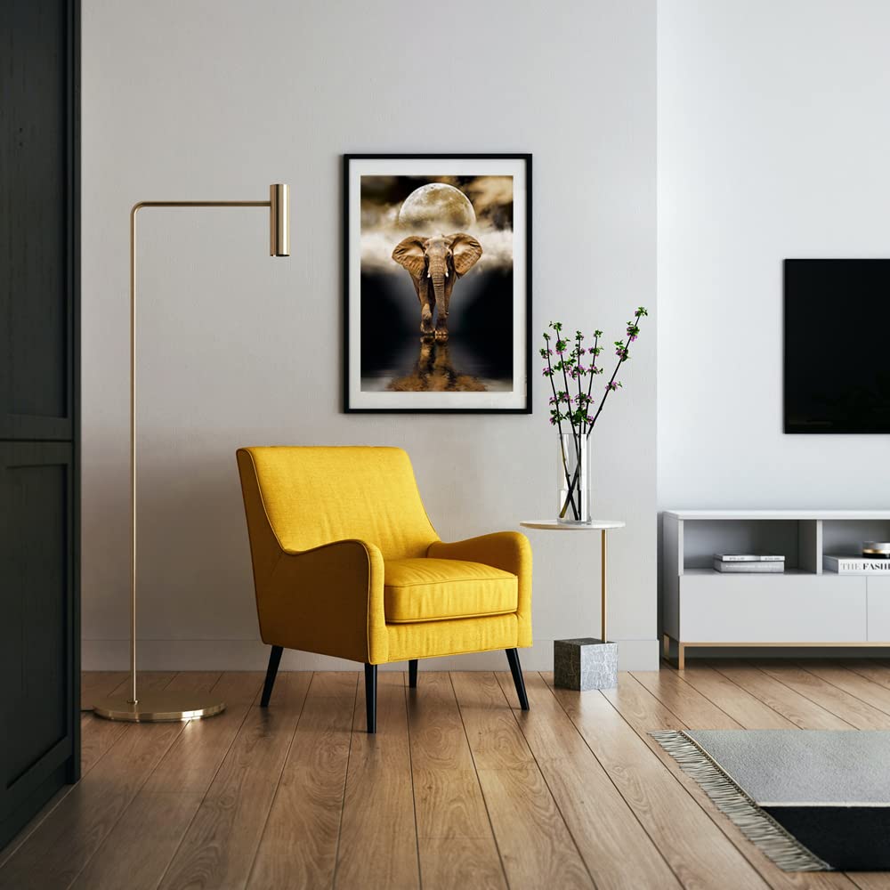 Elephant Canvas Print Wall Art,15.7 x 23.6 Unframed African Elephant Wall Art Painting,Black and Gold Poster Modern Art Decor Poster for Kids Bedroom Living Room Bathroom Home Office Decorations