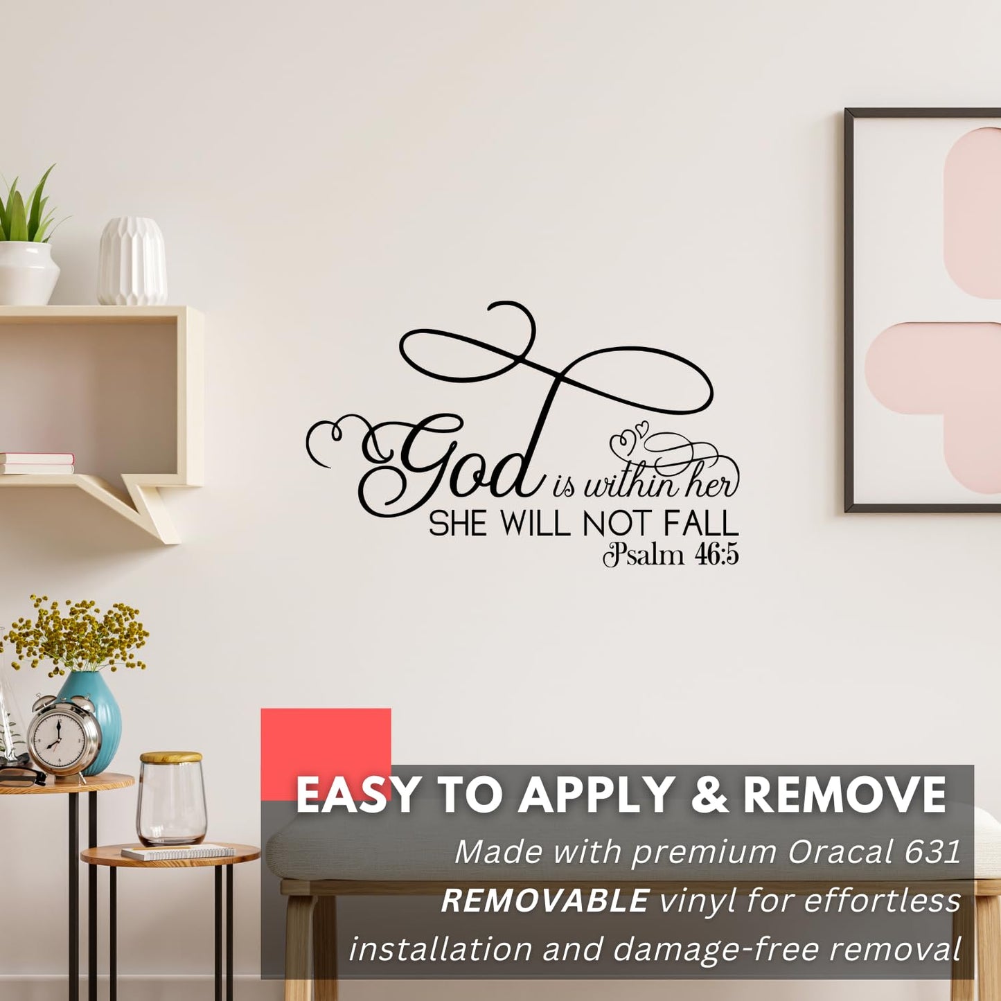 My Vinyl Story - God is Within Her - Inspirational Wall Decal Quote Sticker Religious Bible Verse Christian Scripture Vinyl Art Decor for Home Living Bed Room, Removable