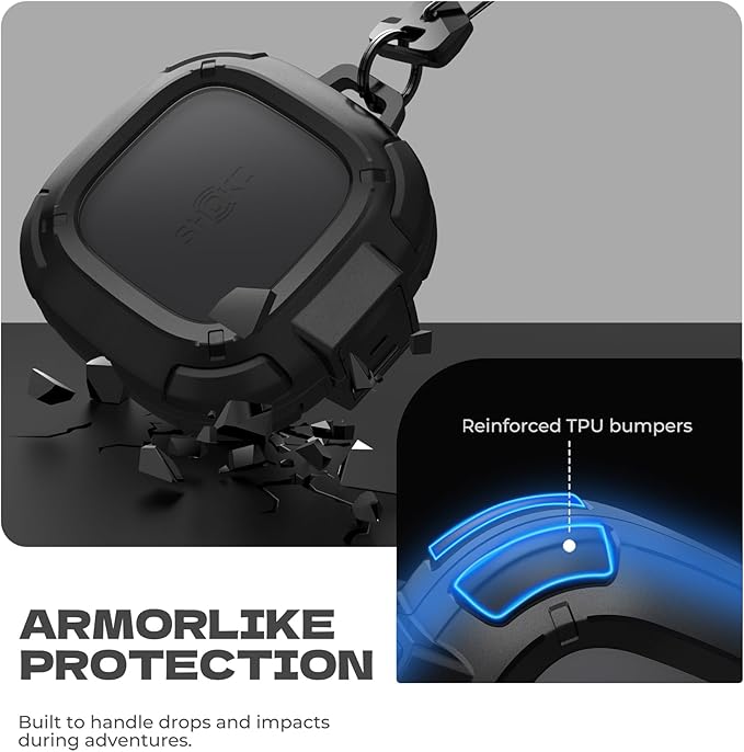 Dexnor for Shokz OpenFit 2 Case with Drop-Proof Lock, Shockproof Rugged Bumper Cases Protective Cover with Carabiner & Keyring & Cleaner Kit for Shokz OpenFit 2 (2025) Black