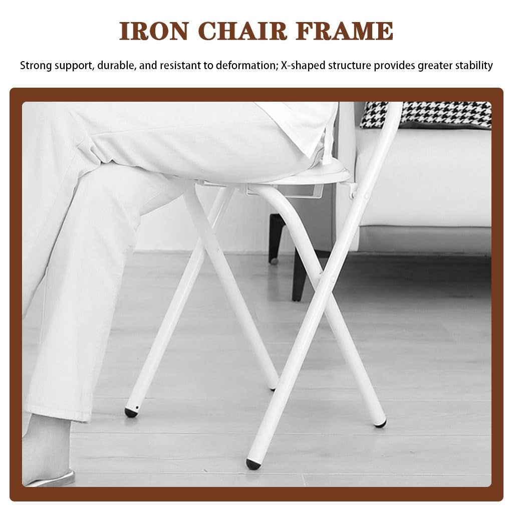 2-Pack Wrought Iron Durable Folding Chairs, Portable Party Event Chair, with Arch Handles(Black Color)