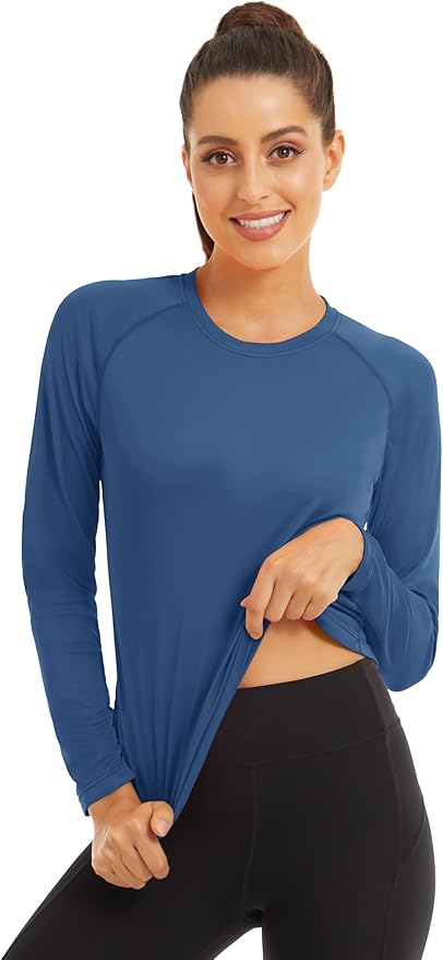 MAGCOMSEN Women's 2 Pack Long Sleeve Shirts UPF 50+ Sun Protection Quick Dry Swim Shirt for Rash Guard Fishing Workout