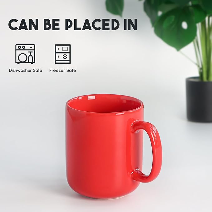 harebe 20 OZ Large Coffee Mug, Smooth Ceramic Tea Cup for Office and Home, Big Capacity with Handle, Red
