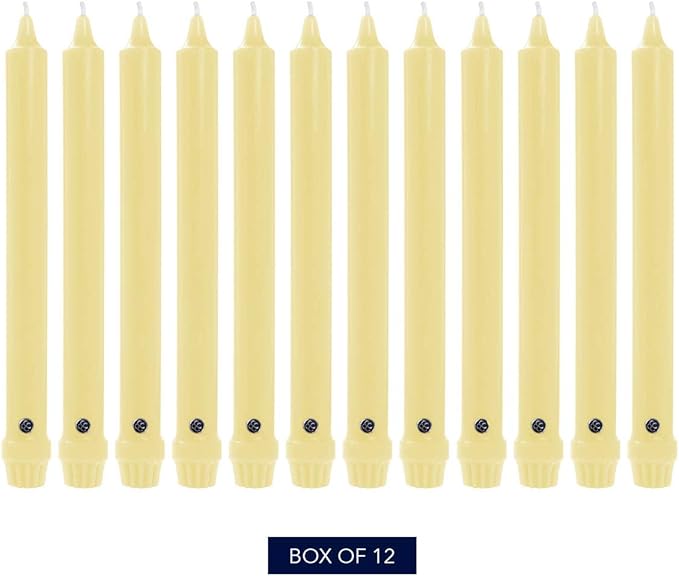 Colonial Candle Unscented Taper Candle, Classic Collection, Limoncello, 10 in, Pack of 12 - Up to 8 Hours Burn