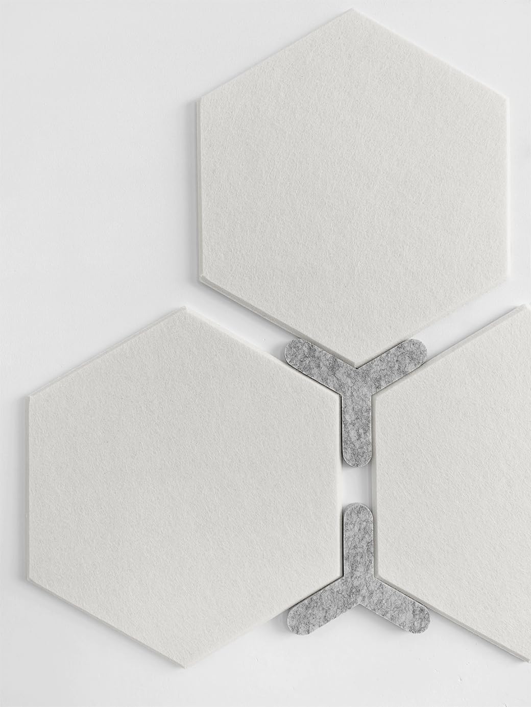 DECORITA Hexagon Felt Board Tiles - 12 Packs Self Adhesive Pinboard & Acoustic Panels | Modern Office Wall Decor for Home | Sound Absorbing Bulletin Board - Warm White