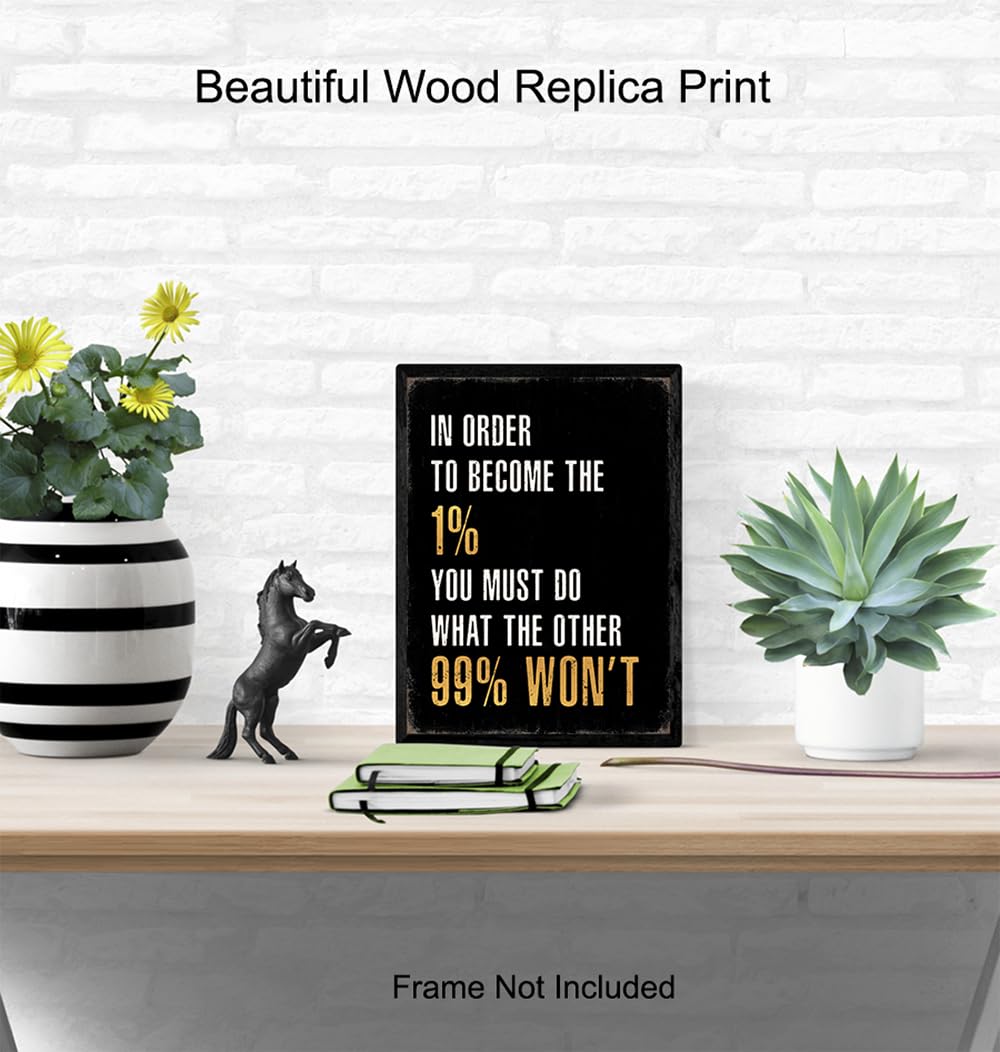 Office Inspirational Quotes Wall Art - Entrepreneur positive Sayings - Home Office Motivational Wall Art, Living room Decor for Men - Encouragement Gifts for Him - Gym Wall Decor, Man cave Accessories