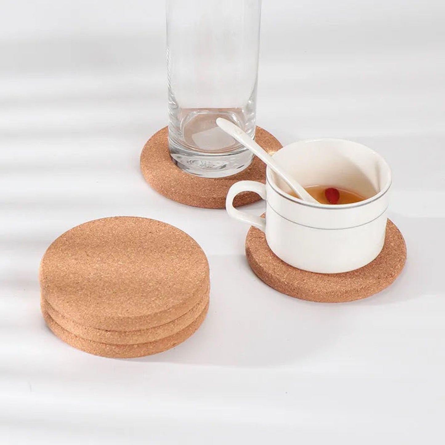 10 Pcs Cork Coasters, Cork Coasters for Drinks, Extra Thick Cork Coaster Set for Cups Mugs Wine Glasses, Non-Slip Coasters for Tabletop Protection
