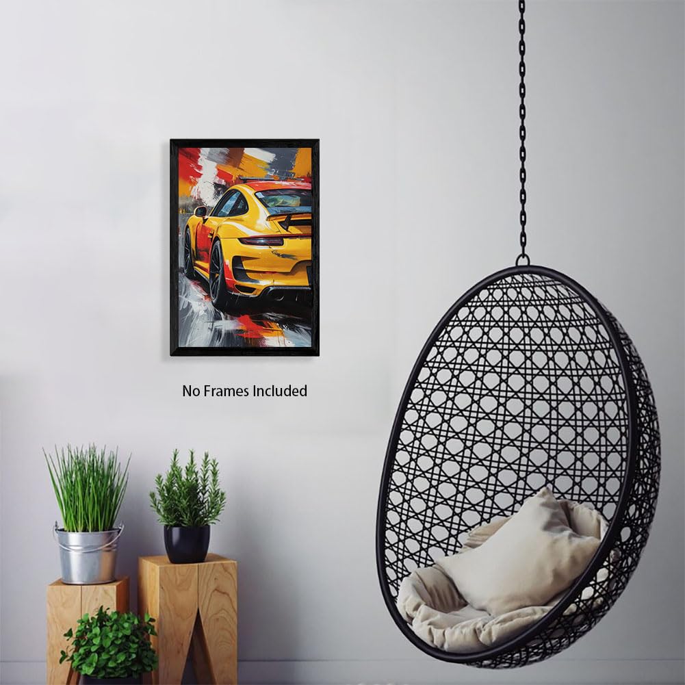 TOCDGOO Graffiti Sports Car Wall Art, Modern Abstract Supercar Art Canvas Print, Automotive Wall Decor, 16x24 inch Unframed