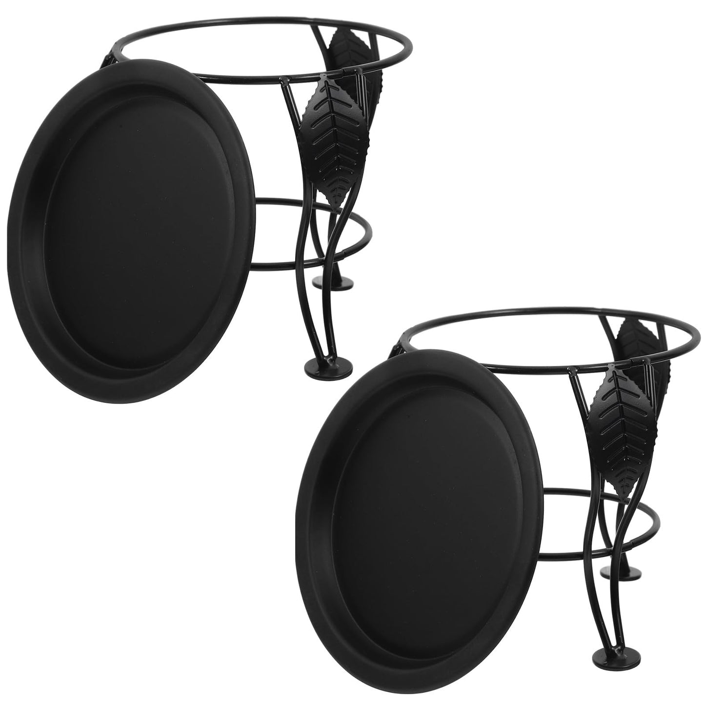 Veemoon 2pcs Black Metal Plant Stand for Indoor and Outdoor Flower Pots, Decorative Garden Ball Holder Base, Farmhouse Style Plant Holders for Patio and Lawn