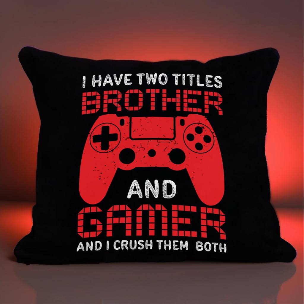 PreLiving Funny Gaming Throw Pillow Cover, Gamer Gifts for Teenage Boys, Gift for Grandson Son, Kids Boys Gaming Room Decor, 18 × 18 Inch(No Insert Inclued