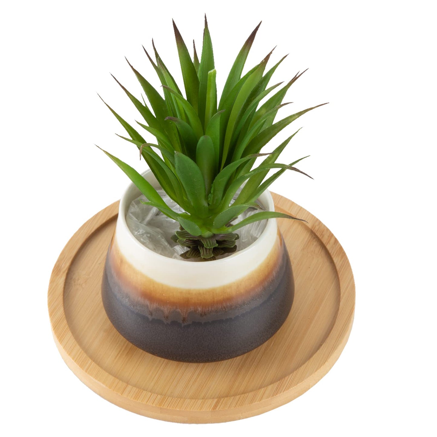 OYSIR 6.5 inch Modern Plant Stand & 5.5" Bamboo Saucer, Mid-Century Planter Holder, Plant Saucer, Round Bamboo Tray for Flower Pot, Planter Pot Tray, Prevent The Floor Wet, Not Include Planter Pot