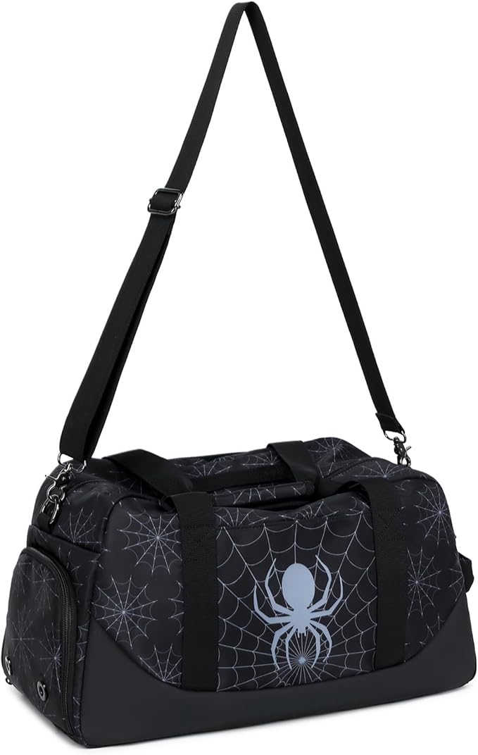 Octsky Kids Sports Gym Bag Boys Girls Overnight Weekend Bag with Shoe Compartment Small Soccer Duffel Football Bag, Spider blue