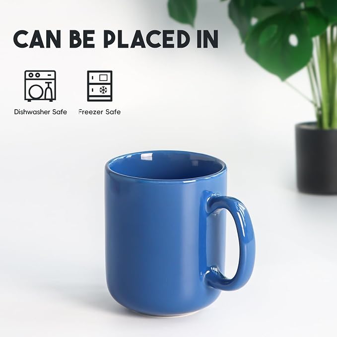 harebe 20 OZ Large Coffee Mug, Smooth Ceramic Tea Cup for Office and Home, Big Capacity with Handle, Blue