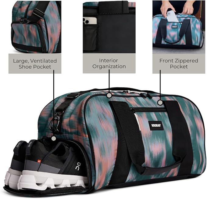 Vooray Burner Gym Duffel Bag, Gym Bag for Women and Men with Shoe Compartment, Weekender, Overnight & Travel Duffel for Sports and Workout