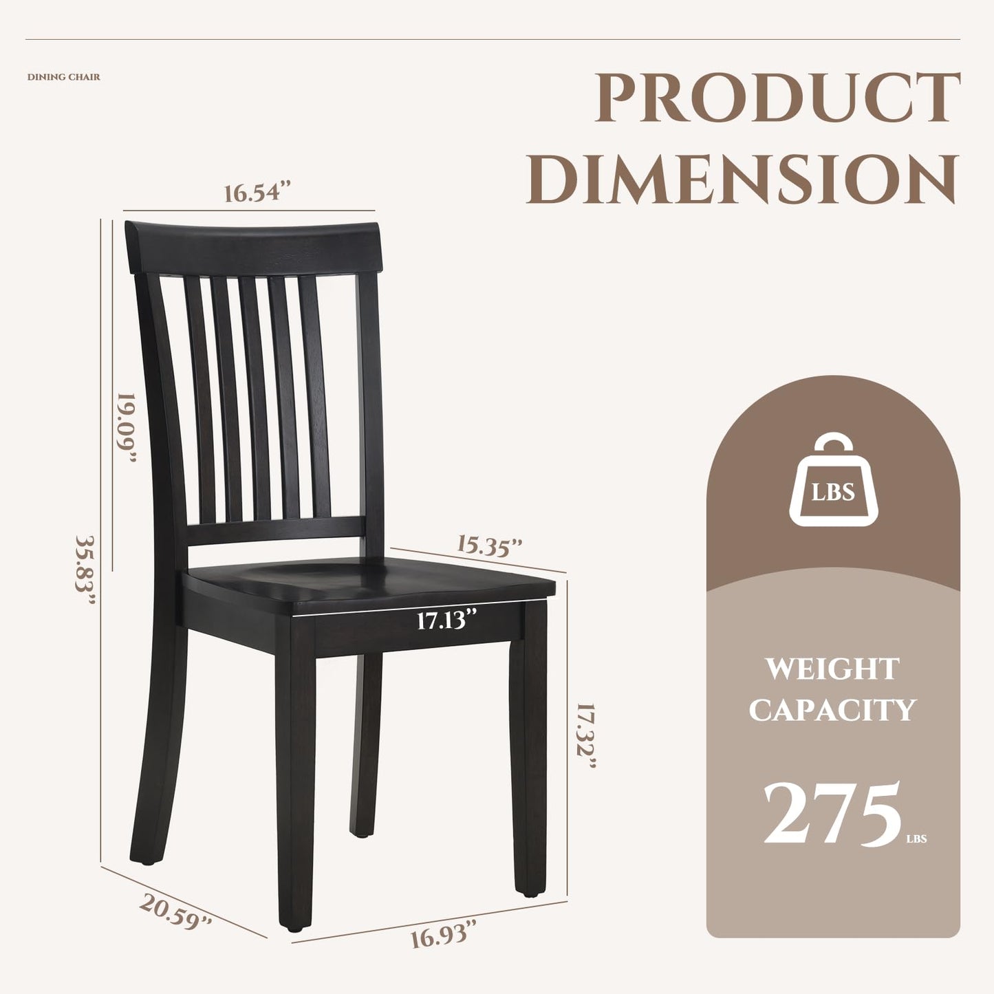 COLAMY Wooden Dining Chairs Set of 4, Spindle High Back Windsor Kitchen Side Chair, Farmhouse Dining Chairs for Kitchen and Dining Room, Dark Brown