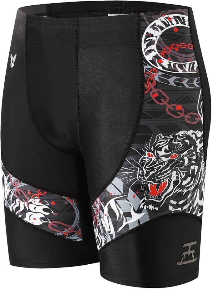 HUGE SPORTS Men's Rash Guard Swim Shorts Compression Swimming Jammer Cool Dry Active Swimsuit Workout Shorts Sports Tights