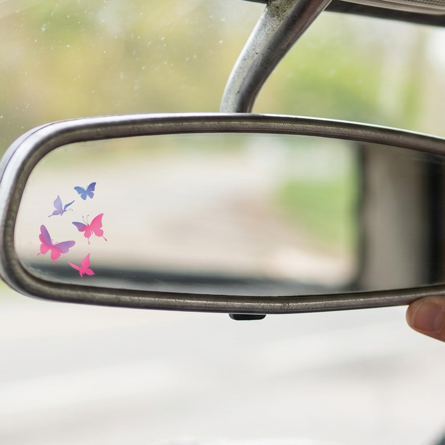 Dazoratix Butterfly Rearview Mirror Decals - 6 Pcs Cute Car Rear View Sticker Pink Waterproof Window Vinyl Accessories Gift for Women Girl Auto Interior Bumper Tumbler Trucks Laptop Water Bottle Decor