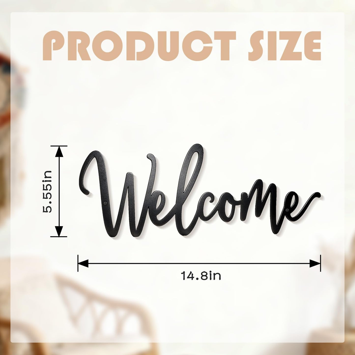 Sinseike Welcome Metal Sign Wall Decor (Black)