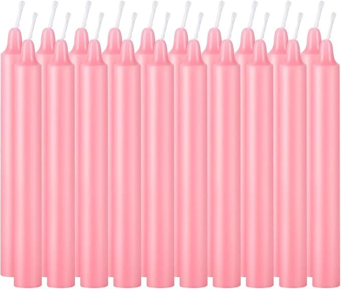Set of 40 Pink Candles ??Spell Chime Candles for Valentine's Day,Wedding,Rituals, Prayer, Birthdays, Meditation, Altar -0.5X4 Inch Tall, Unscented (Pink)