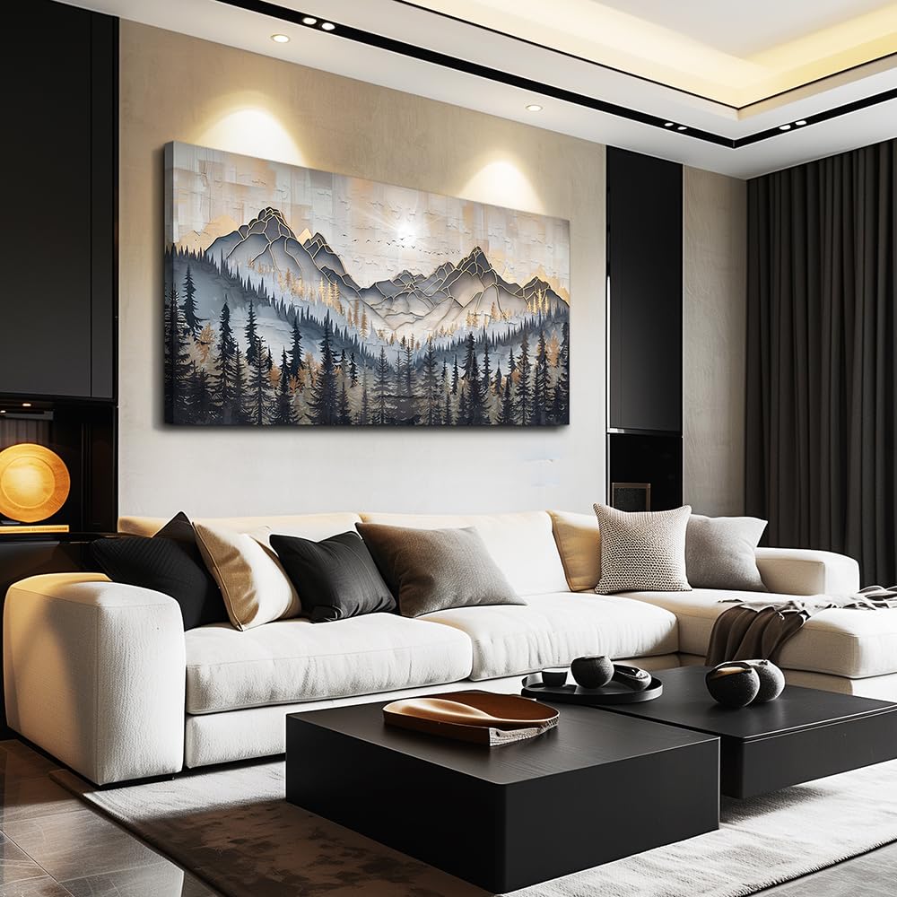 PHAOHUAXM Large Wall Art For Bedroom Wall Decor For Living Room Modern Office Dining Room Decor Abstract Ink-Wash Landscape Mountain Wall Pictures Printed Canvas Mountain Artwork Home Decor 20"X40"