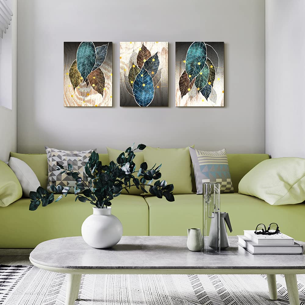 Abstract Canvas Wall Art For Living Room Family Wall Decor For Bedroom Kitchen Artwork Abstract Leaves Canvas Prints Painting Modern Office Decor Wall Pictures Bathroom Home Decor 12" X 16" 3 Piece