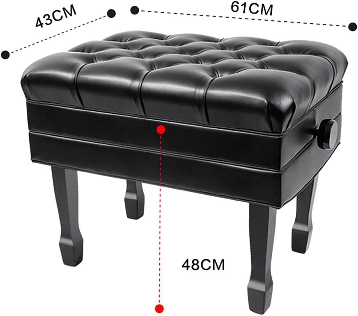 EliteBloom Luxury Leather Piano Bench with Height Adjustable Padded Seat and Waterproof Cushion Piano Stool with Solid Flip Top for Extra Music Storage,