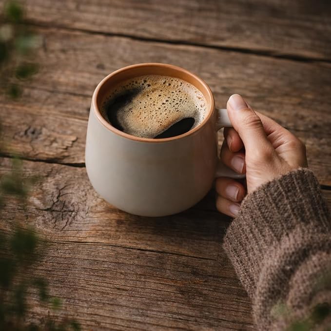 Ava Nord Ceramic Coffee Mugs Set of 4 | 12 oz Stoneware Coffee Cups | Lead-Free, Non-Toxic | Microwave and Dishwasher Safe | Comfortable Handle | Aesthetic Nordic Design for Tea and Latte | Sage Ash