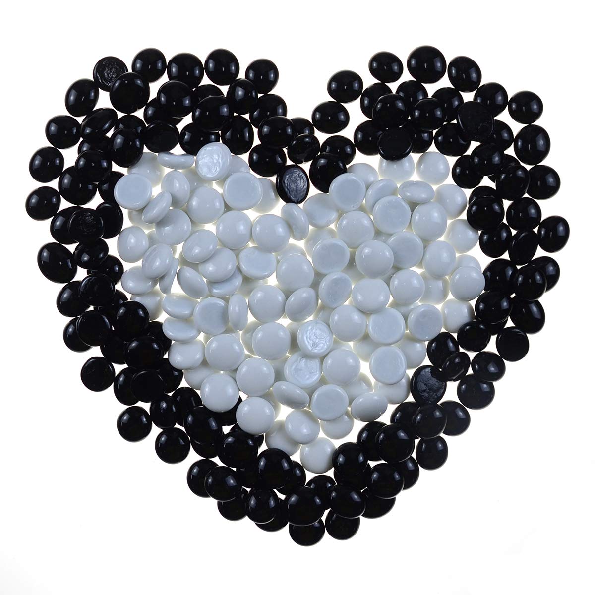Kissvian Flat Glass Marbles/Gems/Stones/Beads for Home Décor Vase Filler Table Scatter Art Craft Aquarium – 2LB (17-20mm, Approx. 3/4") Black & White