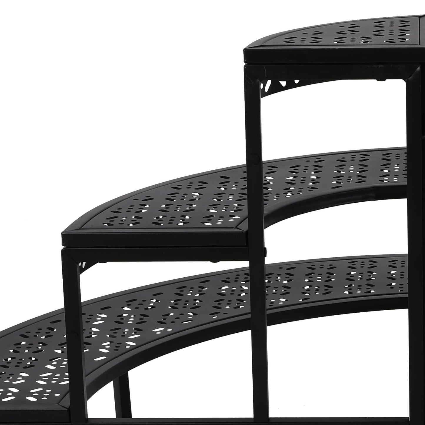 AYLYOTOY 3-Tier Metal Plant Stand, Quarter Round Plant Corner Shelf, Tiered Ladder Flower Pot Display Holder Storage Organizer Rack for Patio, Balcony, Garden, Home, Indoor Outdoor Use