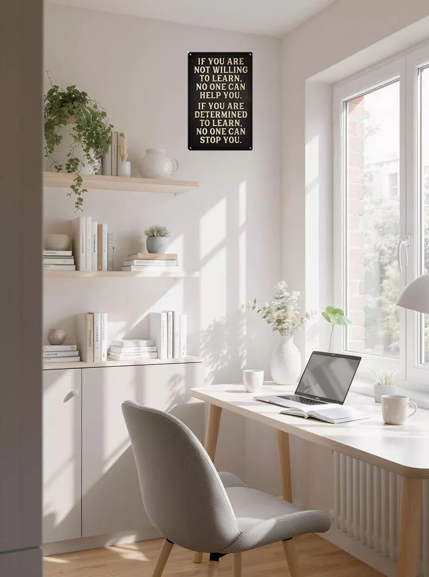 8x12 Inches Framed Motivational Wall Art - 'Learning Determination' Quote for Home and Office Decor